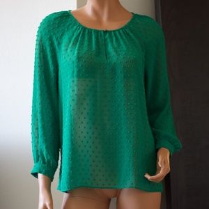 J. Crew Long Sleeve Green Blouse Top #1136